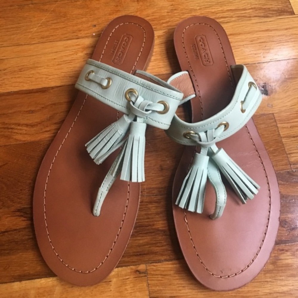 Coach Mint Tassle Sandals